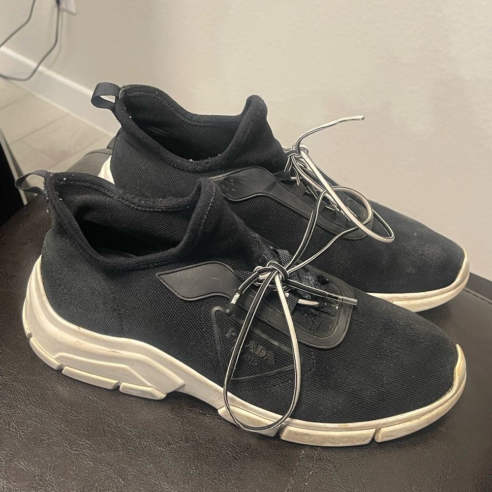 Authentic Prada Knit Lace up sneakers size 6 women 38 - Picture 2 of 12